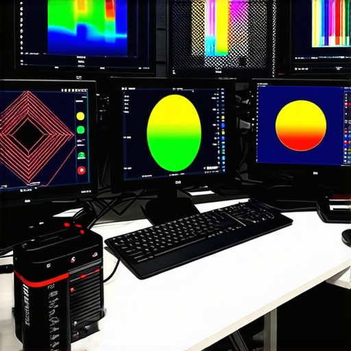 Professional workspace with calibrated monitors and spectral measurement tools for color accuracy