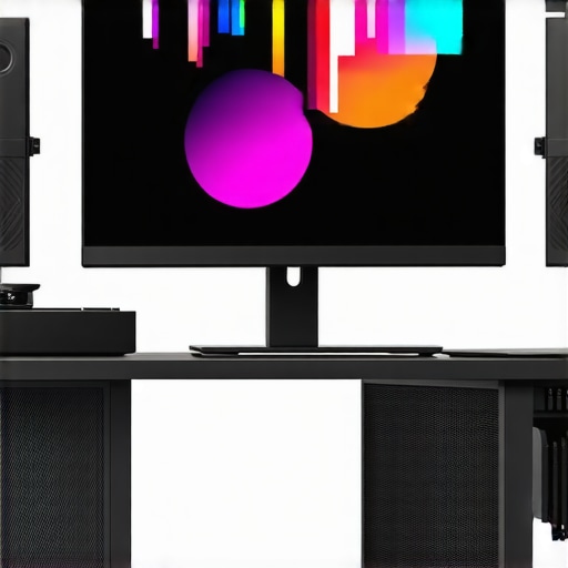 High-end professional monitor with Quantum Dot and MicroLED technology in a creative workspace