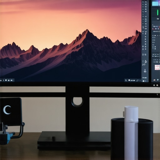 High-resolution HDR 4K monitor with calibration tools in a creative studio environment