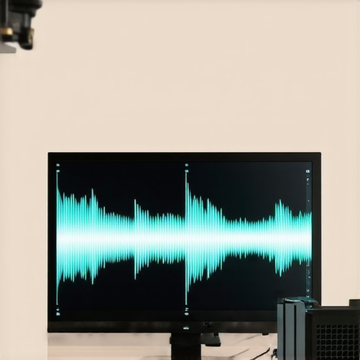 Spectroradiometer capturing spectral data from a professional monitor during calibration