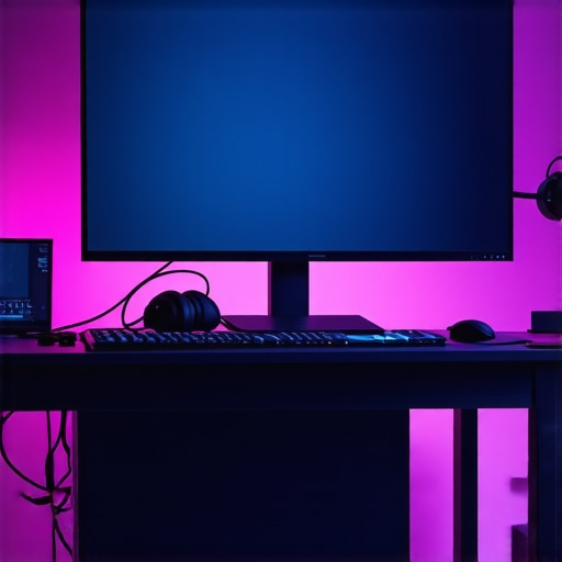 HDR calibration tools and professional monitor setup with dynamic lighting