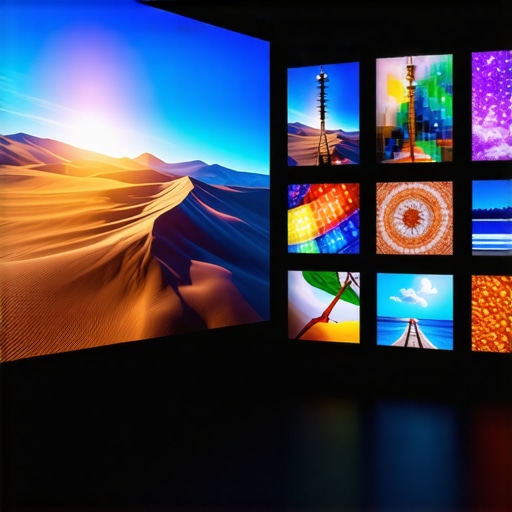 Close-up of microLED and quantum dot display panels with vibrant HDR visuals
