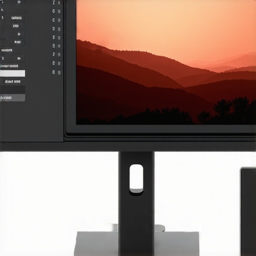 Close-up of calibrated 4K HDR monitor with calibration device and controlled ambient lighting