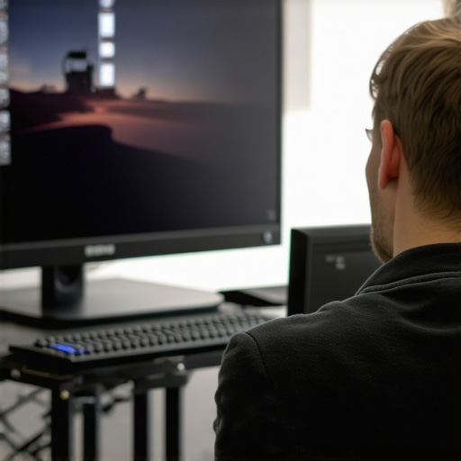 Professional calibration device analyzing a high-end HDR 4K monitor with embedded LUT technology