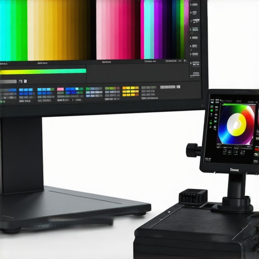 Calibration device measuring monitor color accuracy in a professional environment.