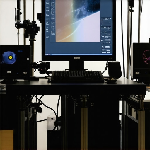 Professional studio with calibrated HDR monitor and calibration tools in a controlled lighting environment.