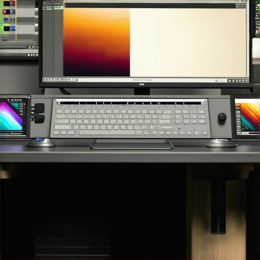 Professional 4K HDR monitor displaying color calibration software in a dark editing room.