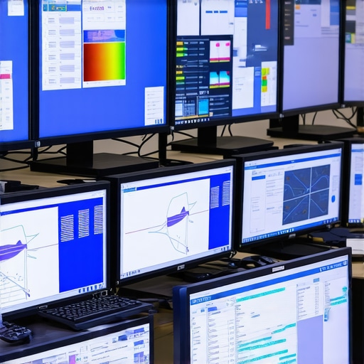 Advanced studio setup with multiple calibrated monitors and calibration equipment.