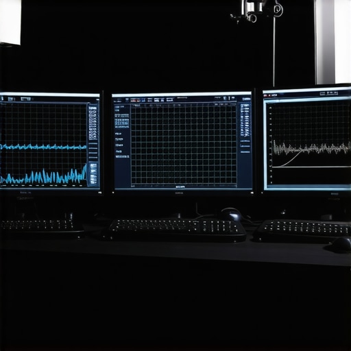 Professional calibration hardware and monitors during color accuracy testing.