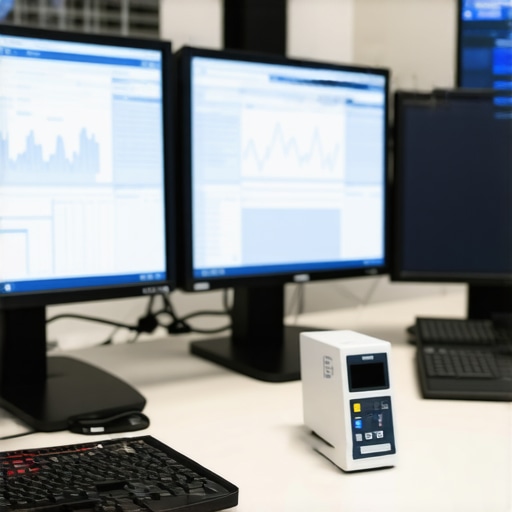 A technician calibrating professional 4K HDR monitors with advanced equipment