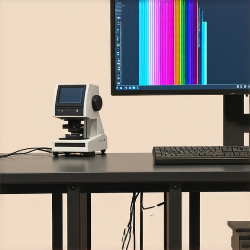 Spectrophotometer calibrating a professional HDR monitor in a darkroom environment.
