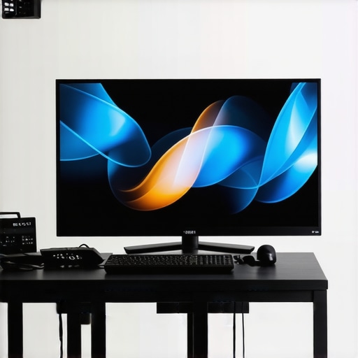 Close-up of a calibration device with sensors analyzing a 4K HDR monitor for precise color measurement