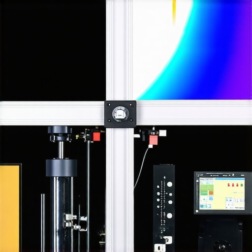 Advanced spectral calibration equipment measuring display spectral power distribution in a professional workspace.