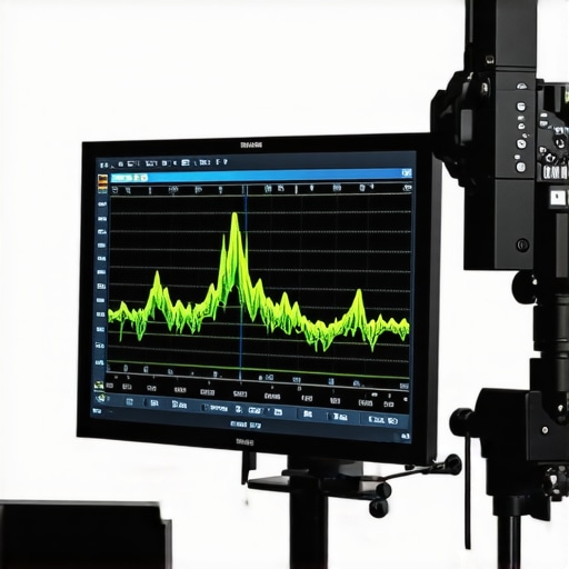 Spectral measurement device calibrating a professional monitor with detailed spectral graphs