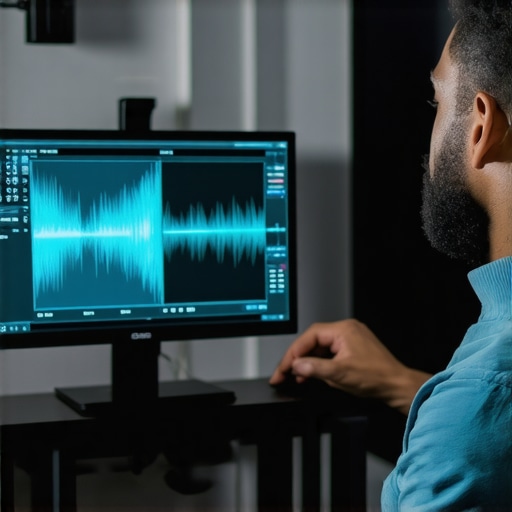 Spectral calibration setup with spectroradiometer and professional monitor in a controlled room
