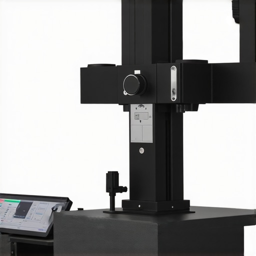 A spectroradiometer analyzing the spectral emission of a high-end professional monitor during spectral calibration in a controlled environment.