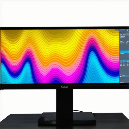 Spectral measurement device calibrating a professional HDR monitor for precise color reproduction.