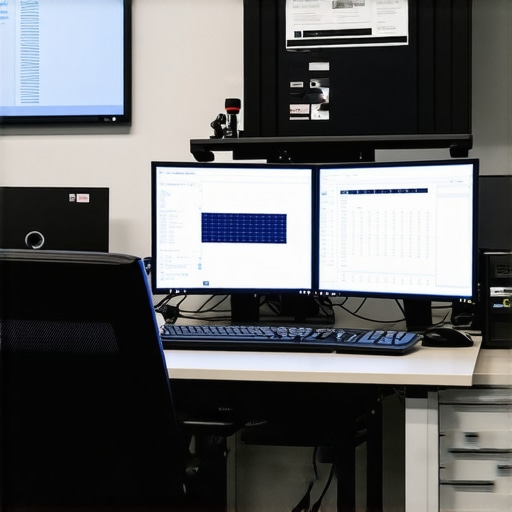 Professional calibration workspace with advanced monitors and measurement devices