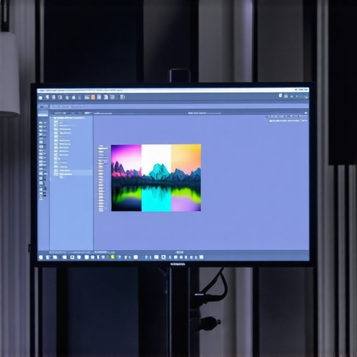 Video professional calibrating 4K HDR monitor in studio environment