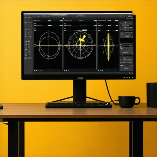 Professional monitor with calibration hardware in a studio setting