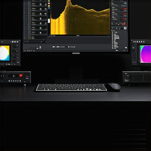 Professional HDR monitor displaying calibrated color spectrum in a studio environment.