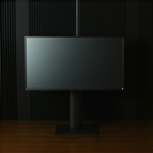 Professional monitor with calibration tools and controlled lighting environment