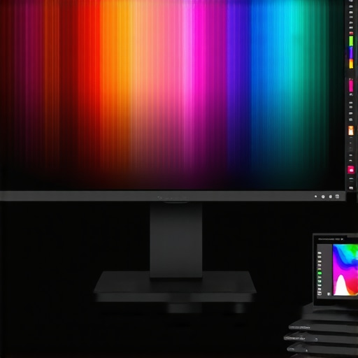 Professional HDR monitor calibrated for color accuracy with calibration device