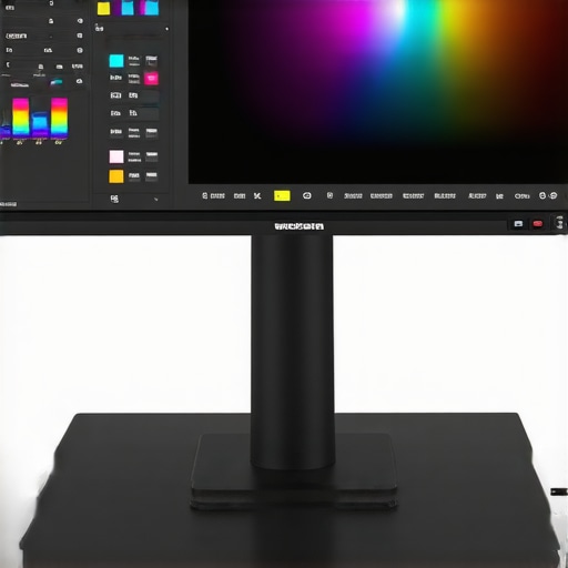 Showcasing a professional-grade 4K HDR monitor with calibration and lighting tools for optimal color accuracy.