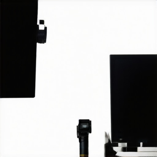 Expert calibrating a professional monitor using a colorimeter in a modern studio.