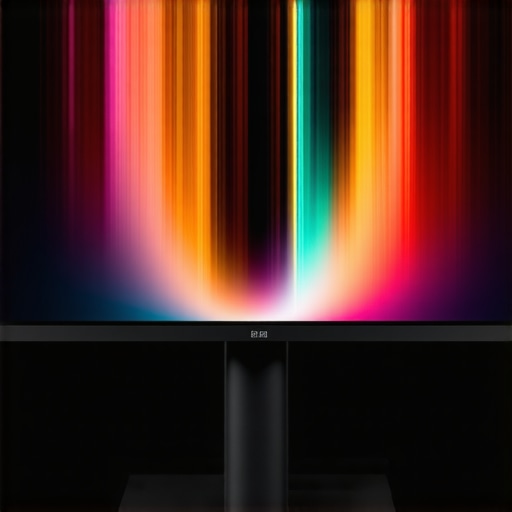 Professional HDR monitor undergoing spectral calibration with specialized equipment