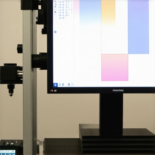 A spectroradiometer measuring spectral data from a professional monitor during calibration