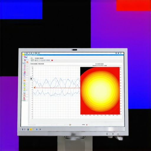 Spectrophotometer measuring spectral emission of a professional display for precise calibration.