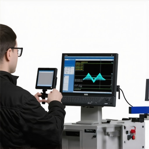 Professional spectroradiometer calibrating a 4K HDR monitor in a dark room