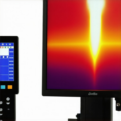 Spectroradiometer device measuring spectral light emissions from a calibrated monitor