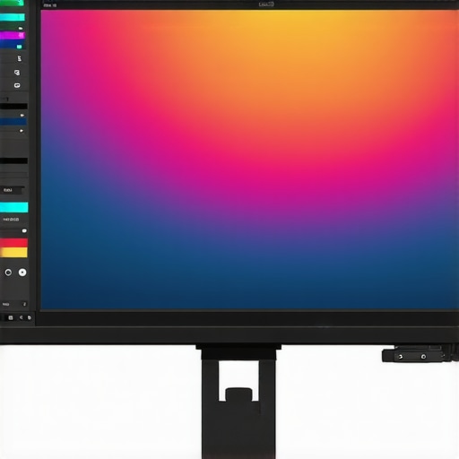 Close-up of a high-end professional monitor displaying accurate color calibration interface.