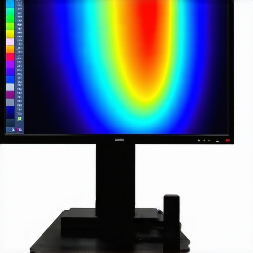 Device measuring spectral output of a professional HDR display showing vibrant colors.