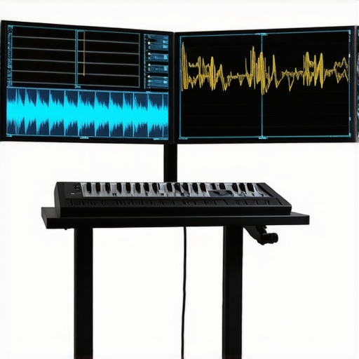 Spectral measurement tools calibrating a professional monitor in a studio setting.