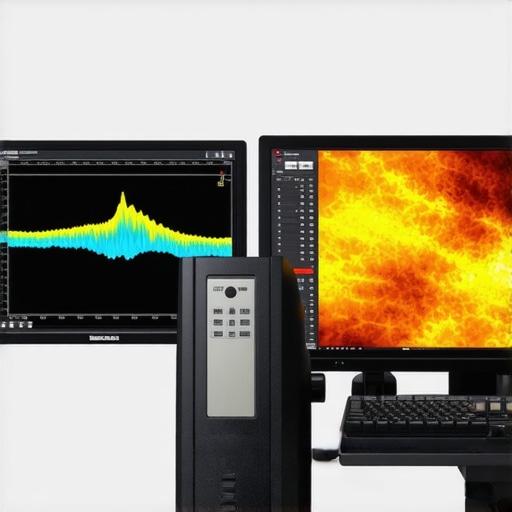 A spectroradiometer device measuring spectral output of a high-end HDR monitor during calibration.