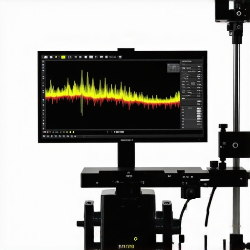 Spectral measurement device conducting calibration on a professional monitor in studio