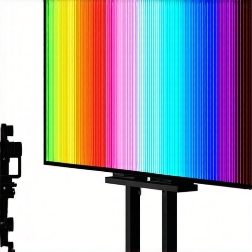 Futuristic microLED monitor with vivid colors in a creative workspace.