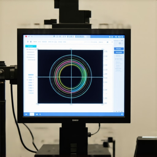 Spectroradiometer measuring a professional monitor for color calibration.