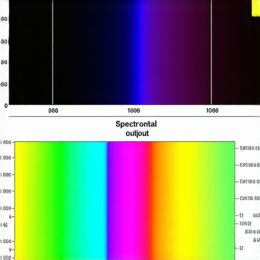 Spectroradiometry in Display Calibration Spectroradiometer device capturing spectral data from a professional monitor