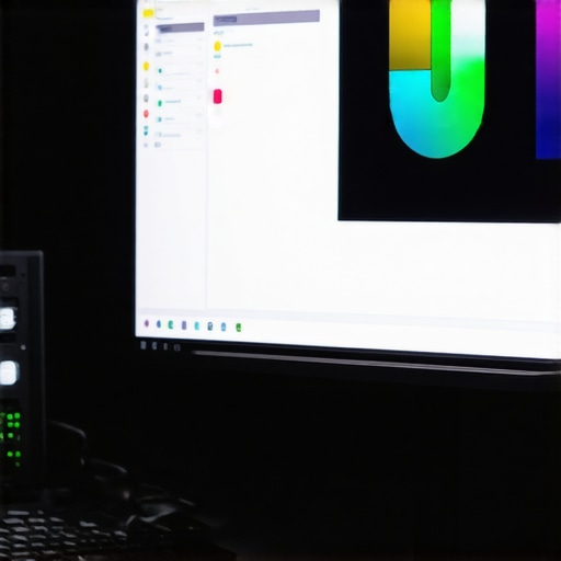 Professional HDR monitor being calibrated with specialized hardware