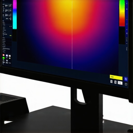 Close-up of spectral calibration device connected to a professional HDR 4K monitor demonstrating advanced calibration techniques.