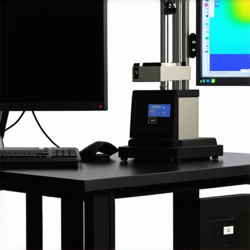 Spectroradiometer for Monitor Calibration A spectroradiometer device measuring a professional monitor's spectral output for calibration.